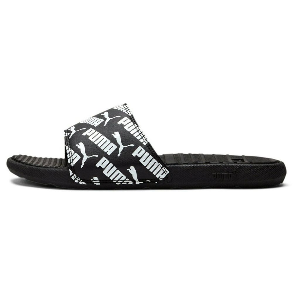 PUMA Men's Cool Cat Slide Sandal. Black/Multi-white Logo Size 11